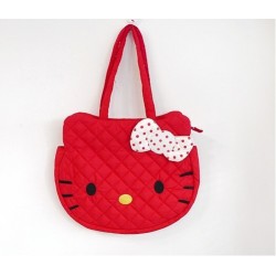 Hello Kitty Quilted Face Dcut Shoulder Bag L Red 