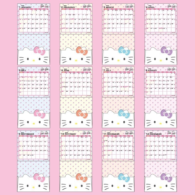Hello Kitty Wall Calendar W/Pocket 2020 - The Kitty Shop