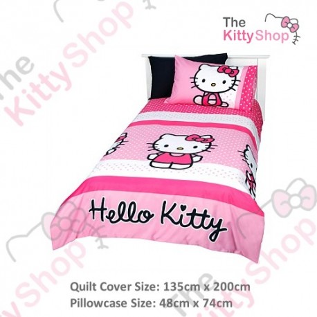 Hello Kitty Dotty Duvet Single Pink White The Kitty Shop