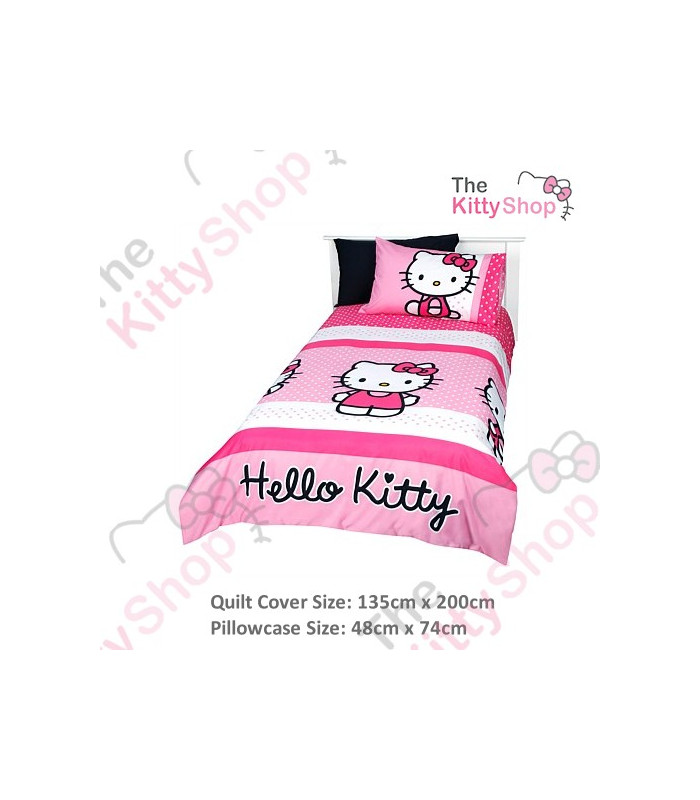 Hello Kitty Dotty Duvet Single Pink White The Kitty Shop