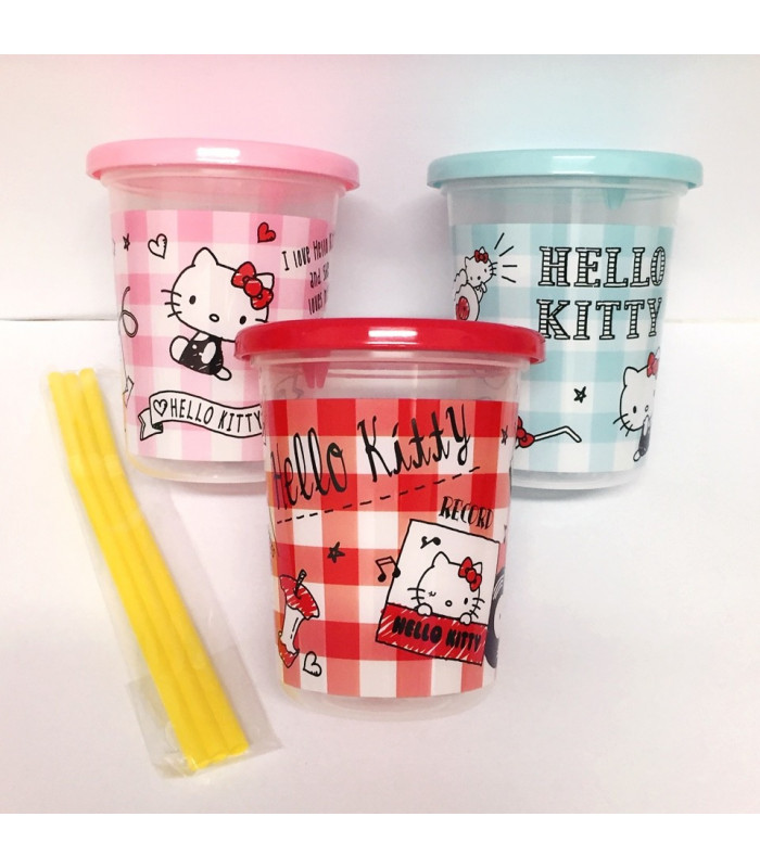 Hello Kitty 3Pcs Cup Set with Straw