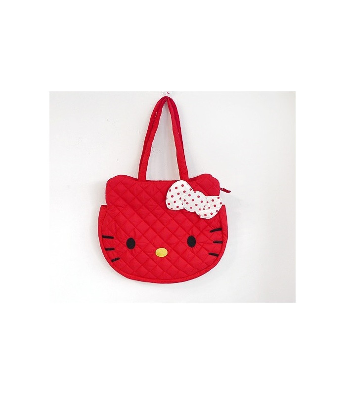 Hello Kitty Quilted Face Dcut Shoulder Bag L Red 