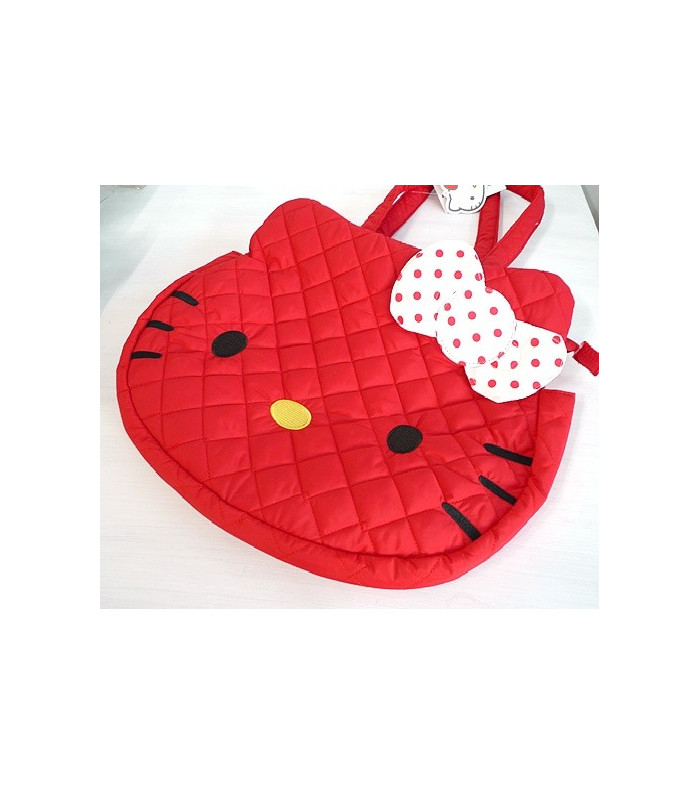 Hello Kitty Quilted Face Dcut Shoulder Bag L Red 