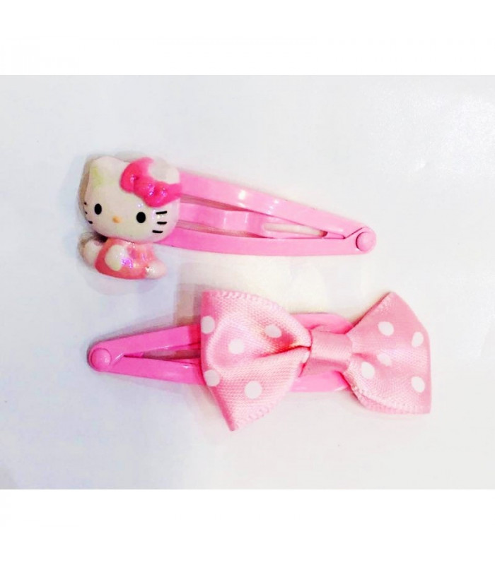 Hello Kitty Hair Clips: Pink Ribbon