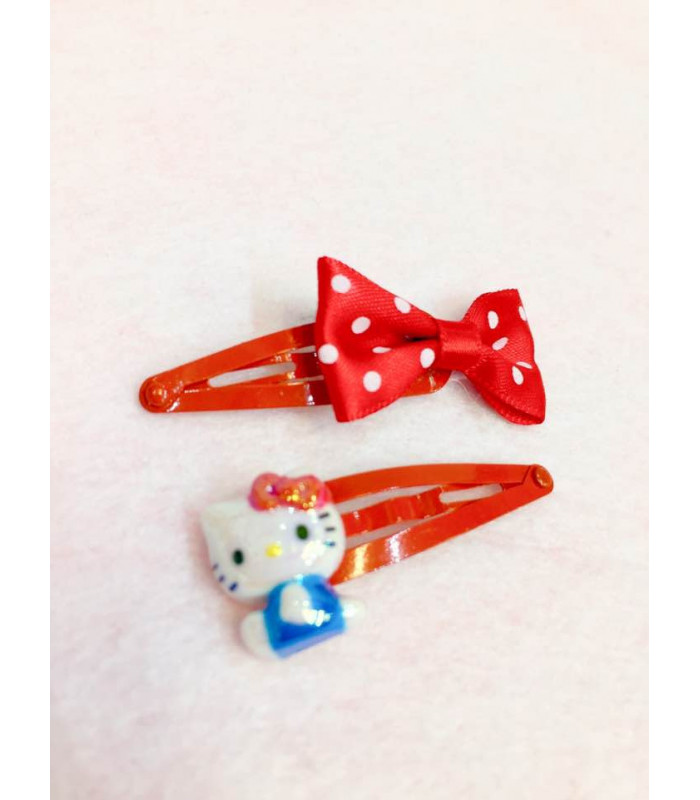 Hello Kitty Hair Clips: Red Ribbon