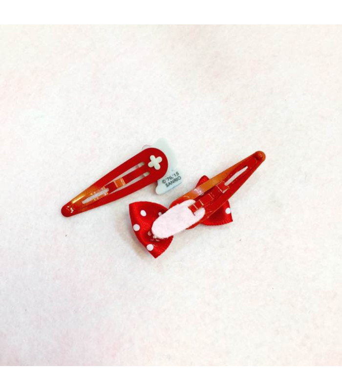 Hello Kitty Hair Clips: Red Ribbon