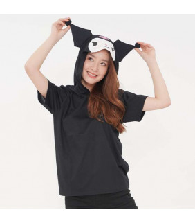 Kuromi D-Cut Hoodies T-Shirt Black L