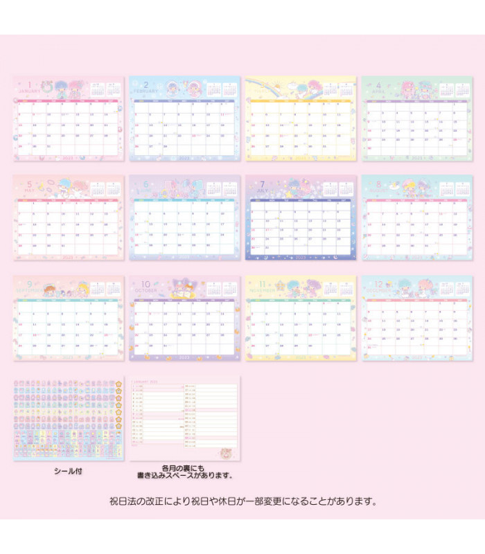 Little Twin Stars Desk Calendar: 2023