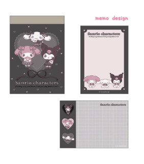 Cinnamoroll Mini Memo Pad - Uruuru Heart My Melody X Kuromi X Cinnamoroll