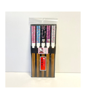 Hello Kitty Bamboo Chopsticks Set Of 5 Sakura