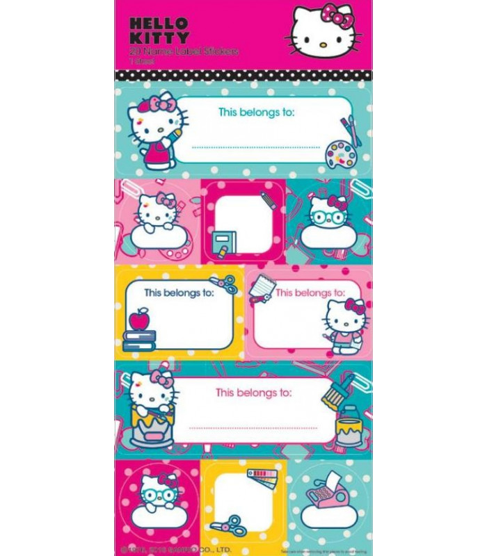 Hello Kitty Sticker Name Lables